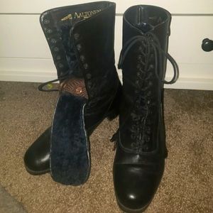 Altered Leather Lace Boots